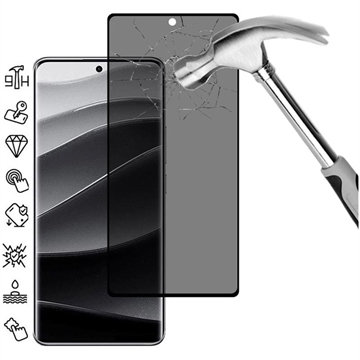Xiaomi Redmi Note 14 Pro+ 5G/13 Pro+ Privacy Full Cover Tempered Glass Screen Protector - 9H - Black Edge