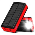 Psooo PS-400 Solar Power Bank - 4xUSB-A, 30000mAh - Red