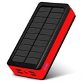 Psooo PS-400 Solar Power Bank - 4xUSB-A, 30000mAh - Red