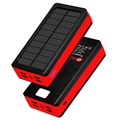 Psooo PS-400 Solar Power Bank - 4xUSB-A, 30000mAh - Red