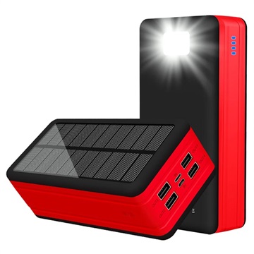Psooo PS-400 Solar Power Bank - 4xUSB-A, 50000mAh - Red