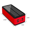 Psooo PS-400 Solar Power Bank - 4xUSB-A, 50000mAh - Red