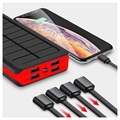 Psooo PS-900 Solar Power Bank with LED Light - 30000mAh - Red