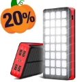 Psooo PS-900 Solar Power Bank with LED Light - 30000mAh - Red