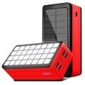 Psooo PS-900 Solar Power Bank with LED Light - 50000mAh - Red