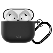 AirPods 4 Puro Icon Silicone Case with Carabiner - Black