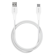 Puro Plain USB-A / USB-C kabel - 1m, 15W - White