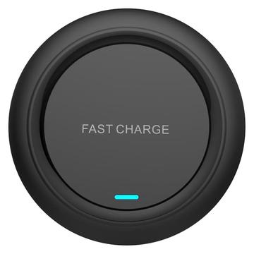 Q18 Round Shape Wireless Charger 15W Fast Charging Desktop Charging Pad - Black