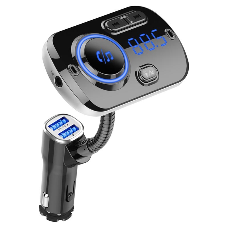 QC3.0 Car Charger / Bluetooth FM Transmitter with RGB BC49AQ Black