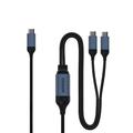 QGEEM CC0082 Braided USB-C to Dual USB-C Fast Charging Cable - 140W, 1.2m - Black