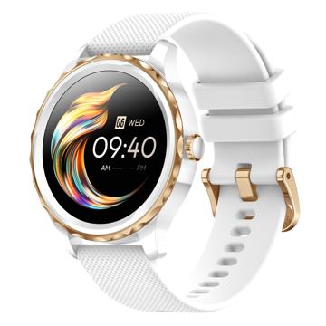 Elegant Waterproof Smartwatch QR02 - Silicone Strap - White
