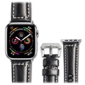 Qialino Apple Watch Series 7/SE/6/5/4/3/2/1 Leather Strap - 45mm/44mm/42mm - Black