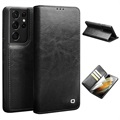 Qialino Classic Samsung Galaxy S21 Ultra 5G Wallet Leather Case - Black
