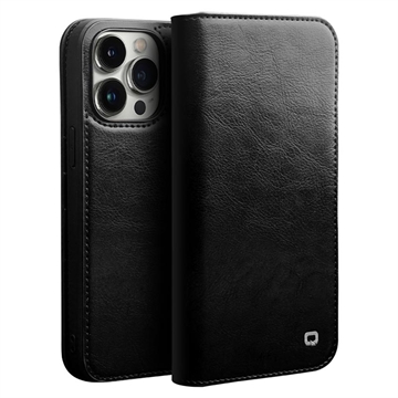 Qialino Classic iPhone 13 Pro Max Wallet Leather Case - Black