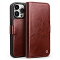 iPhone 15 Pro Pro Qialino Classic Wallet Leather Case - Dark Brown