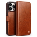 iPhone 15 Pro Pro Qialino Classic Wallet Leather Case - Light Brown
