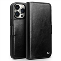 iPhone 15 Pro Max Qialino Classic Wallet Leather Case - Black