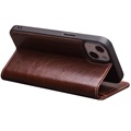 Qialino Classic iPhone 13 Mini Wallet Leather Case - Brown