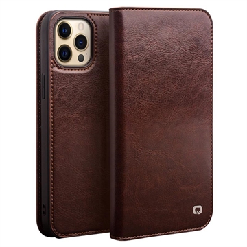 Qialino Classic iPhone 13 Pro Wallet Leather Case - Brown