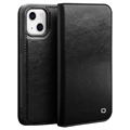 Qialino Classic iPhone 13 Wallet Leather Case - Black