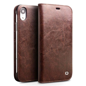 Qialino Classic iPhone XR Wallet Leather Case - Brown