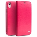 Qialino Classic iPhone XR Wallet Leather Case - Hot Pink