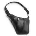 Qialino Genuine Leather Crossbody Chest Bag - Black