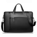 Qialino Genuine Leather Laptop Bag - 15" - Black