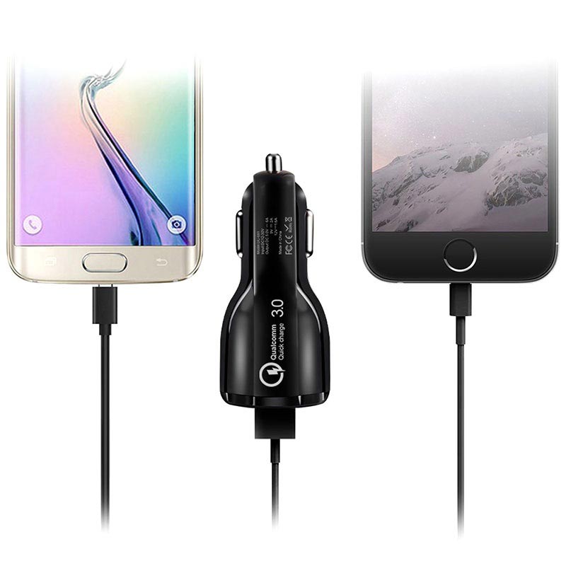 Quick Charge 3.0 30W Fast Car Charger DC-681 - 2 x USB - Black