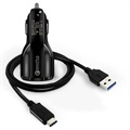 Quick Charge 3.0 Fast Car Charger / USB-C Cable - 30W - Black