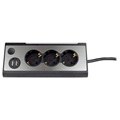 REV Light Socket Power Strip with USB and LED Light - Silver / Black