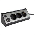 REV Light Socket Power Strip with USB and LED Light - Silver / Black