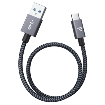 Rampow T04 Nylon Braided USB-C Cable - 2m - Black