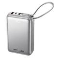 Remax AS-182-45 20000mAh Power Bank with USB-C and Lightning Cables - 45W - Silver