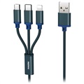 Remax Gition 3-in-1 USB Cable - Lightning, Type-C, MicroUSB - Blue