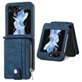 Samsung Galaxy Z Flip5 Retro Coated Case with Wallet - Blue