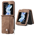 Samsung Galaxy Z Flip5 Retro Coated Case with Wallet - Brown