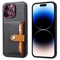 iPhone 15 Pro Max Retro Style Case with Wallet - Black