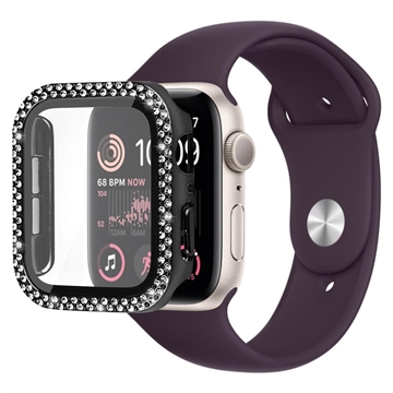 Rhinestone Decorative Apple Watch SE (2022)/SE/6/5/4 Case with Screen Protector - 9H - 40mm - Black