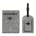 Rhinestone Passport Holder & Luggage Tag Set - White