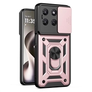 Motorola Moto G37/G37 Power/G47 Rotary Ring Hybrid Case with Camera Shield - Rose Gold