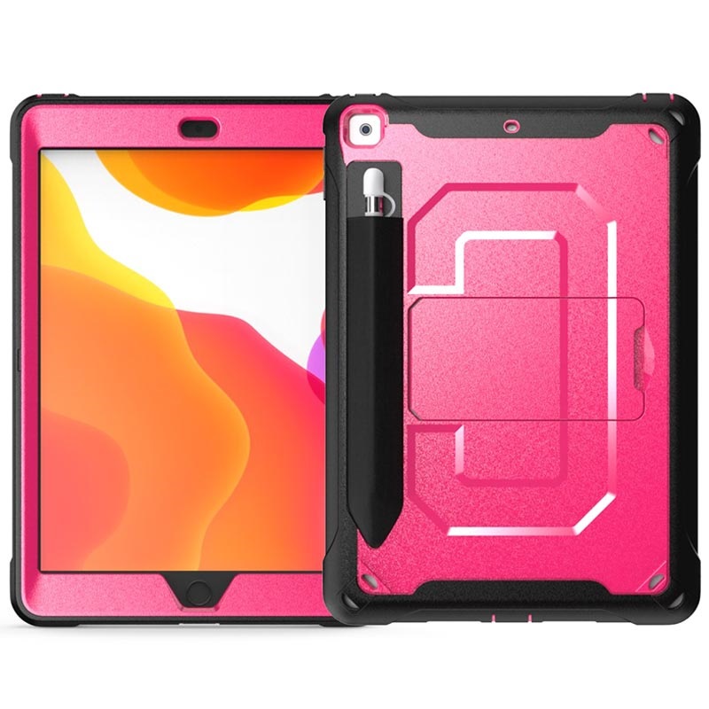 Rugged Series iPad 10.2 2019/2020 Hybrid Case with Kickstand Hot Pink