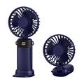 S1 Foldable Handheld Mini Fan with LED Display and 5 Speeds - Blue