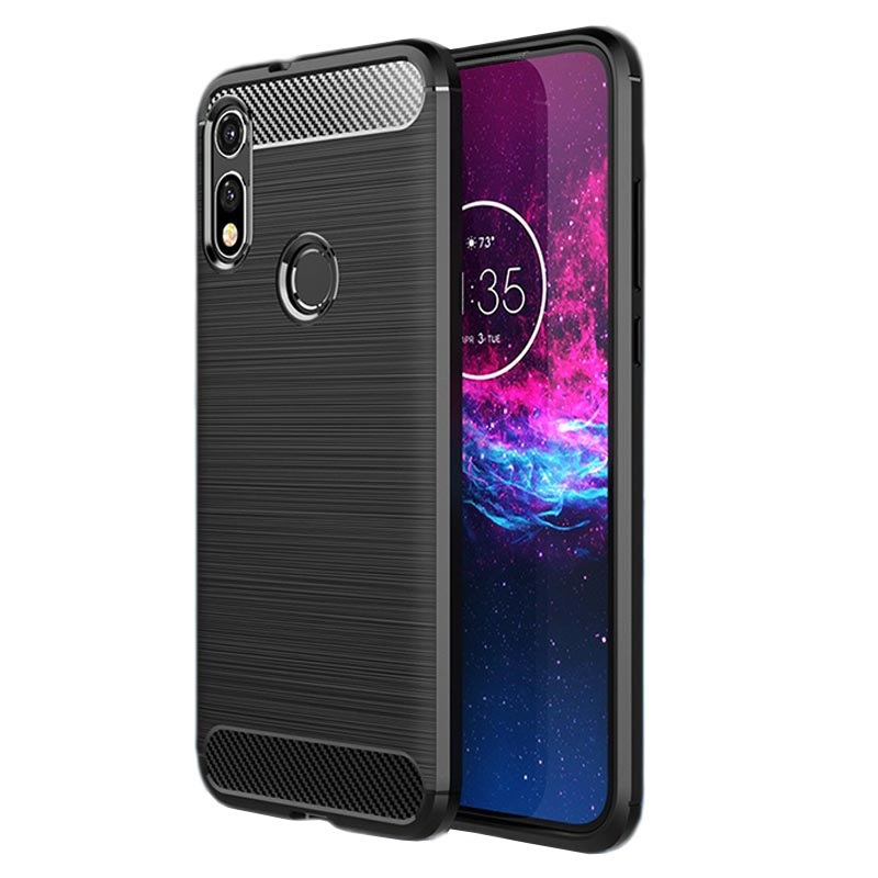 Motorola Moto E (2020) Brushed TPU Case Carbon Fiber Black