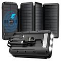 SY-L3S4W 16000mAh Solar Power Bank with USB, USB-C and Lightning Cables - 20W PD - Black