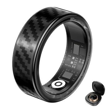 SY02 Carbon Fiber Pattern Smart Ring - Size: 19mm - Black