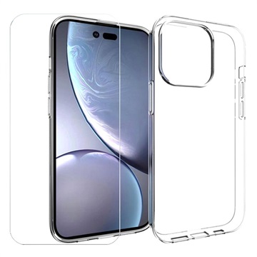 Saii 2-in-1 iPhone 14 Pro TPU Case & Tempered Glass Screen Protector - 9H