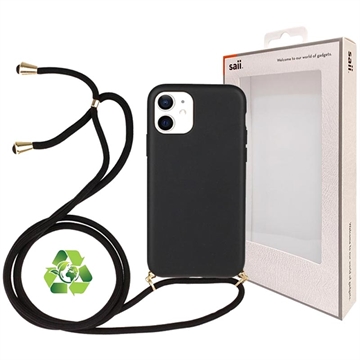 Saii Eco Line iPhone 12 Mini Biodegradable Case with Strap - Black