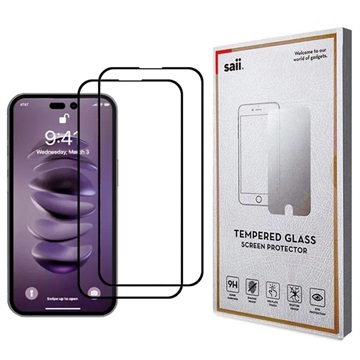 Saii 3D Premium iPhone 14 Pro Tempered Glass Screen Protector - 2 Pcs.