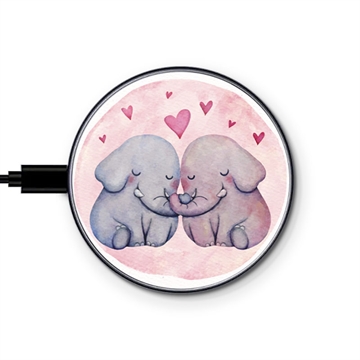 Saii Premium Universal Fast Wireless Charger - 15W - Elephants in Love